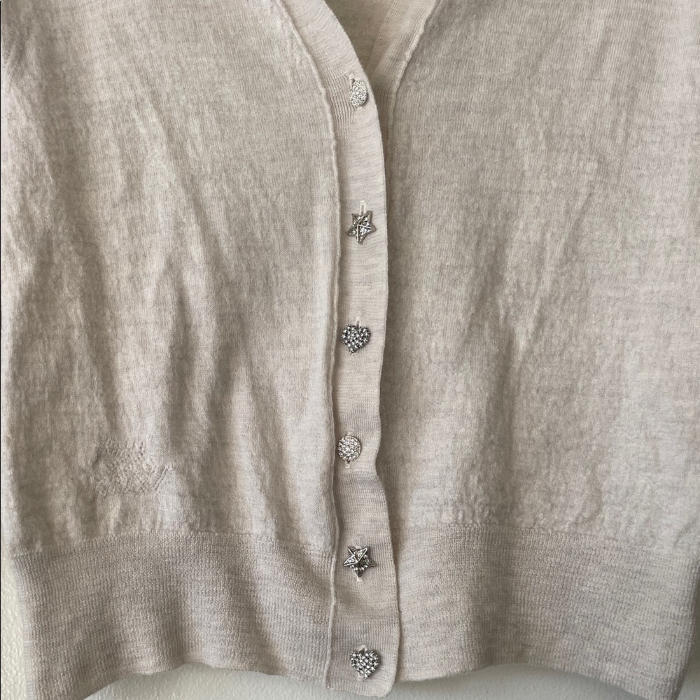 Zadig & Voltaire|Beige Cardigan Sweater with Jeweled Buttons| XS| EUC - Picture 4 of 8